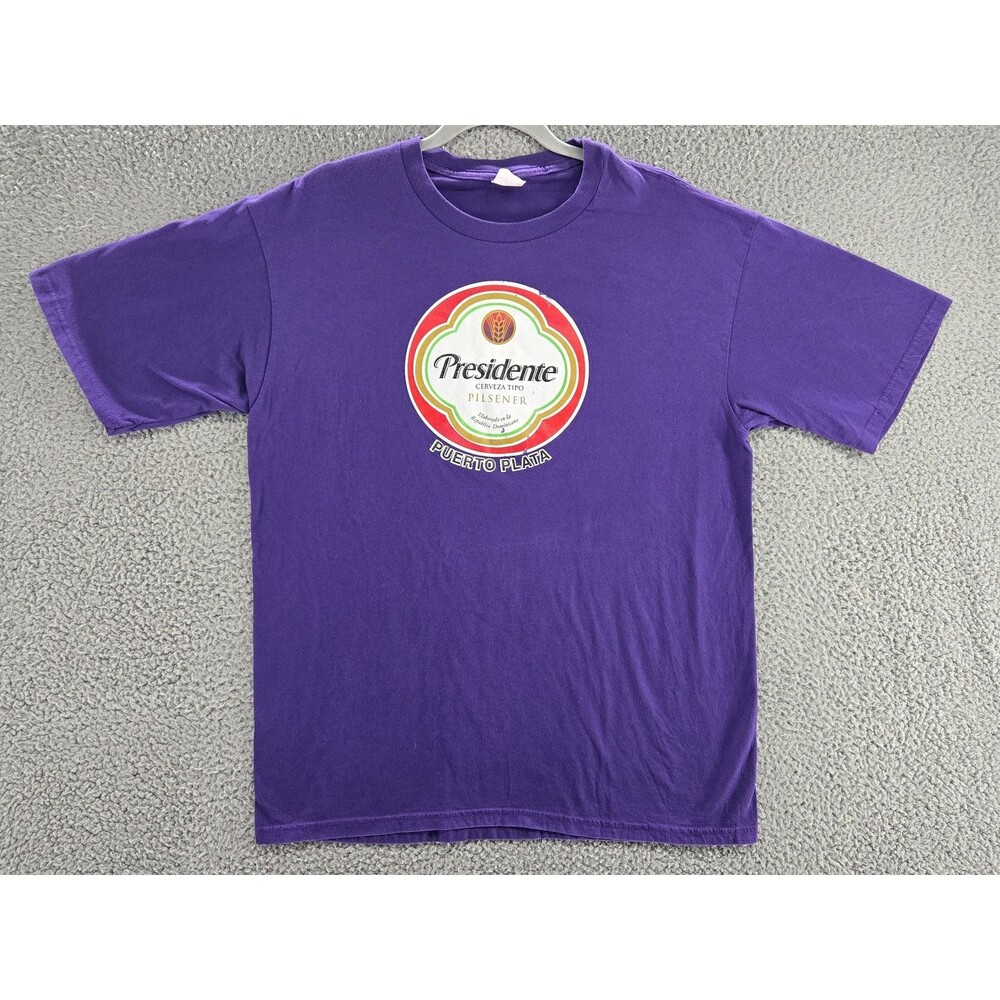Vintage Presidente Beer Shirt Mens XL Purple Puerto Plata Dominican Republic